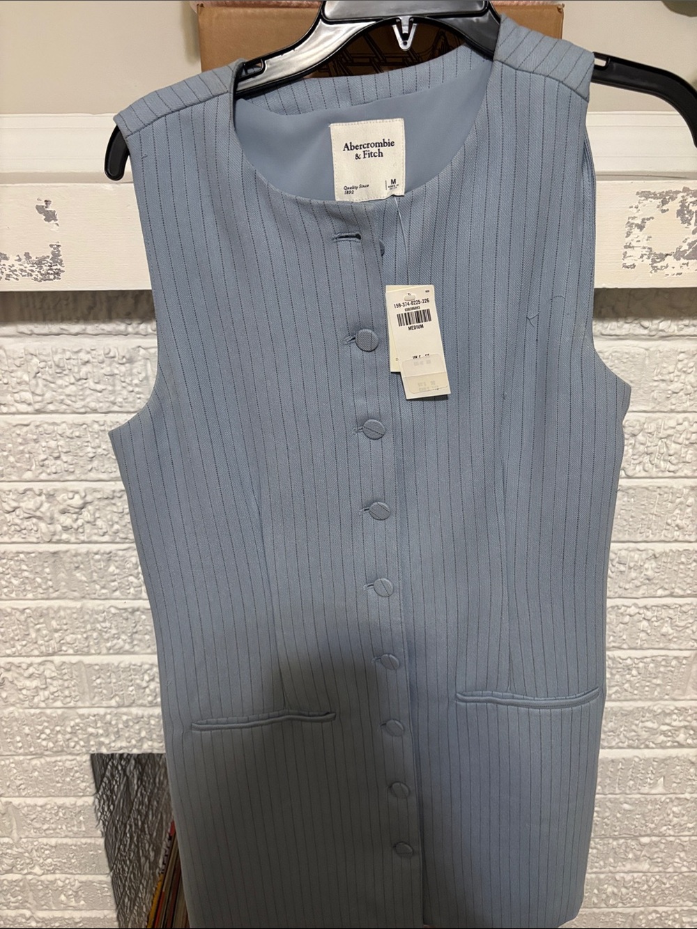 Abercrombie & Fitch Light Blue Pinstripe Sleeveless Shift Dress - Picture 2 of 3